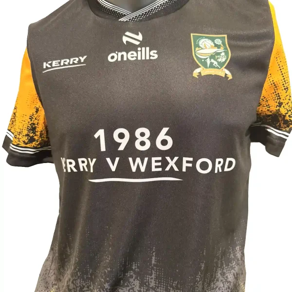 Front view of Kerry vs Wexford 1986 Commemorative LGFA Jersey
