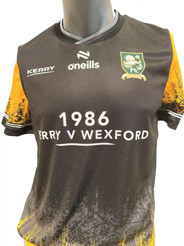 Front view of Kerry vs Wexford 1986 Commemorative LGFA Jersey